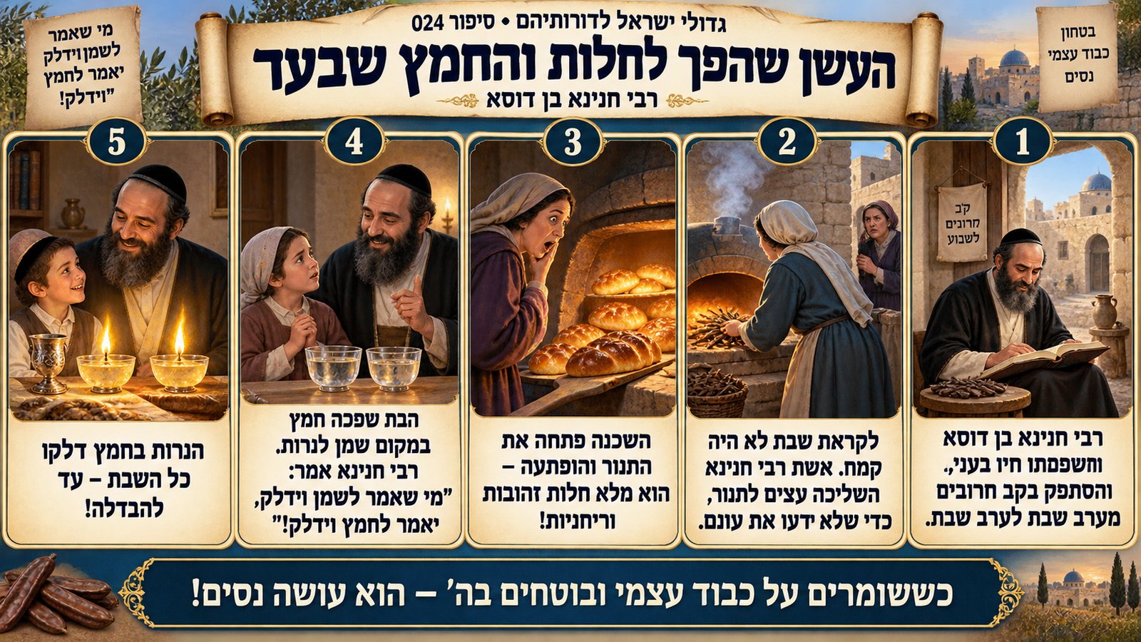 תמונת סיכום — רבי חנינא בן דוסא: העשן שהפך לחלות והחמץ שבער